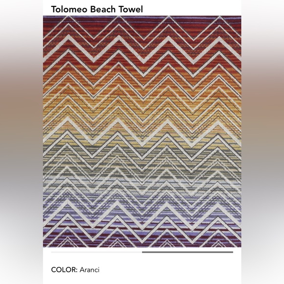 Missoni Tolomeo Beach Towel New zig zag print, oversized Color:Aranci 40” X 70” - Picture 5 of 8